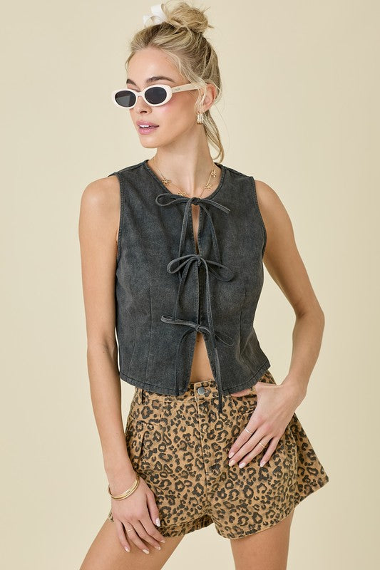 Lucy Denim Vest- Black