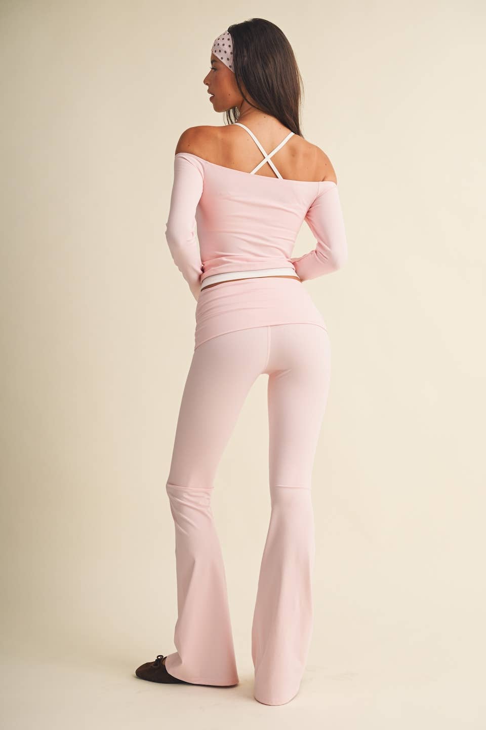 Active Off Shoulder Double Layered Top: Blush