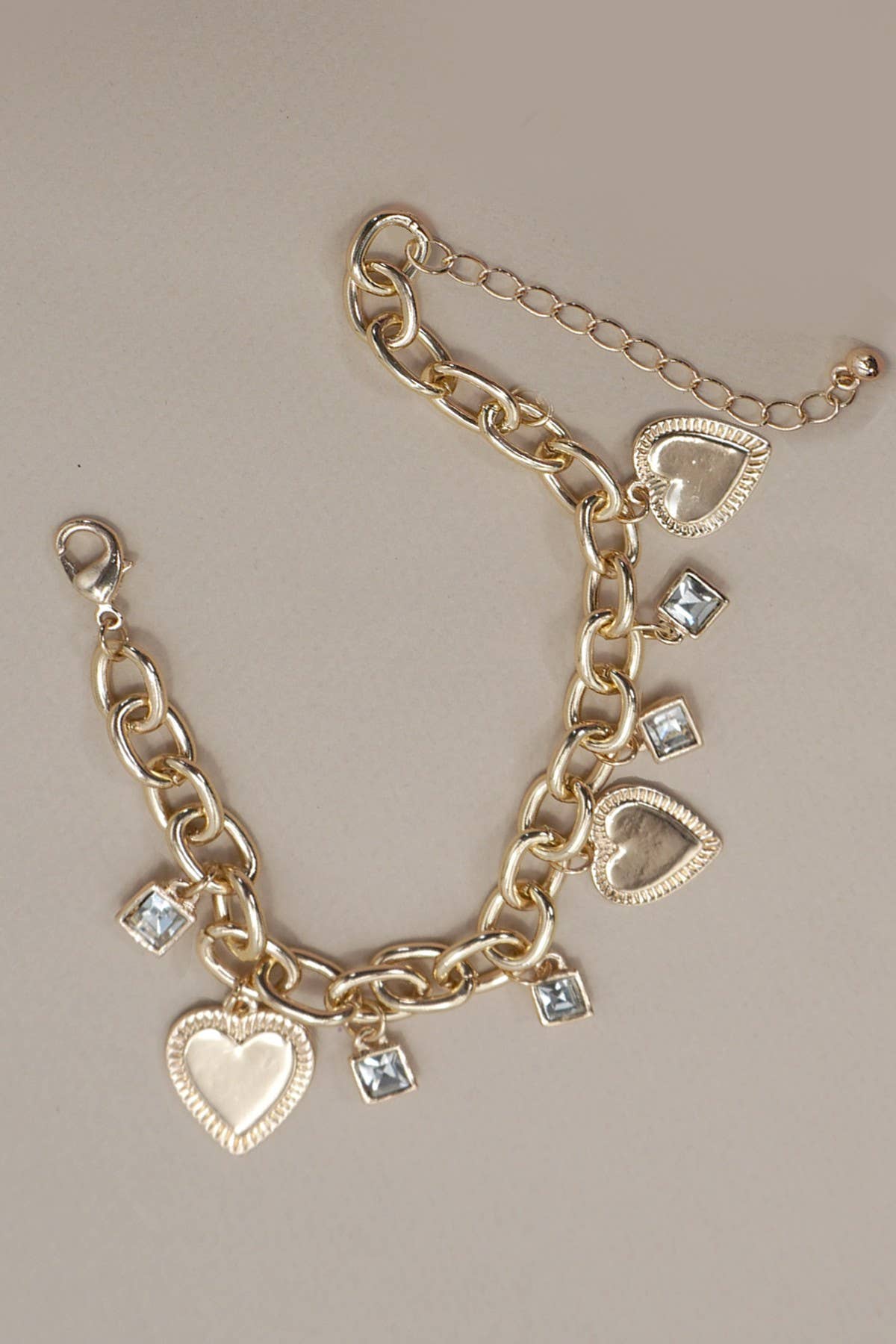 Hearts and Gems Charm Bracelet