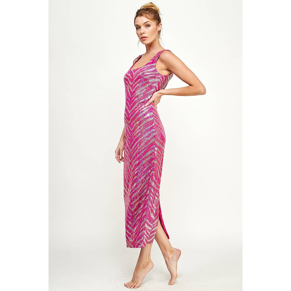 Carmela Zebra Print Metallic Dress