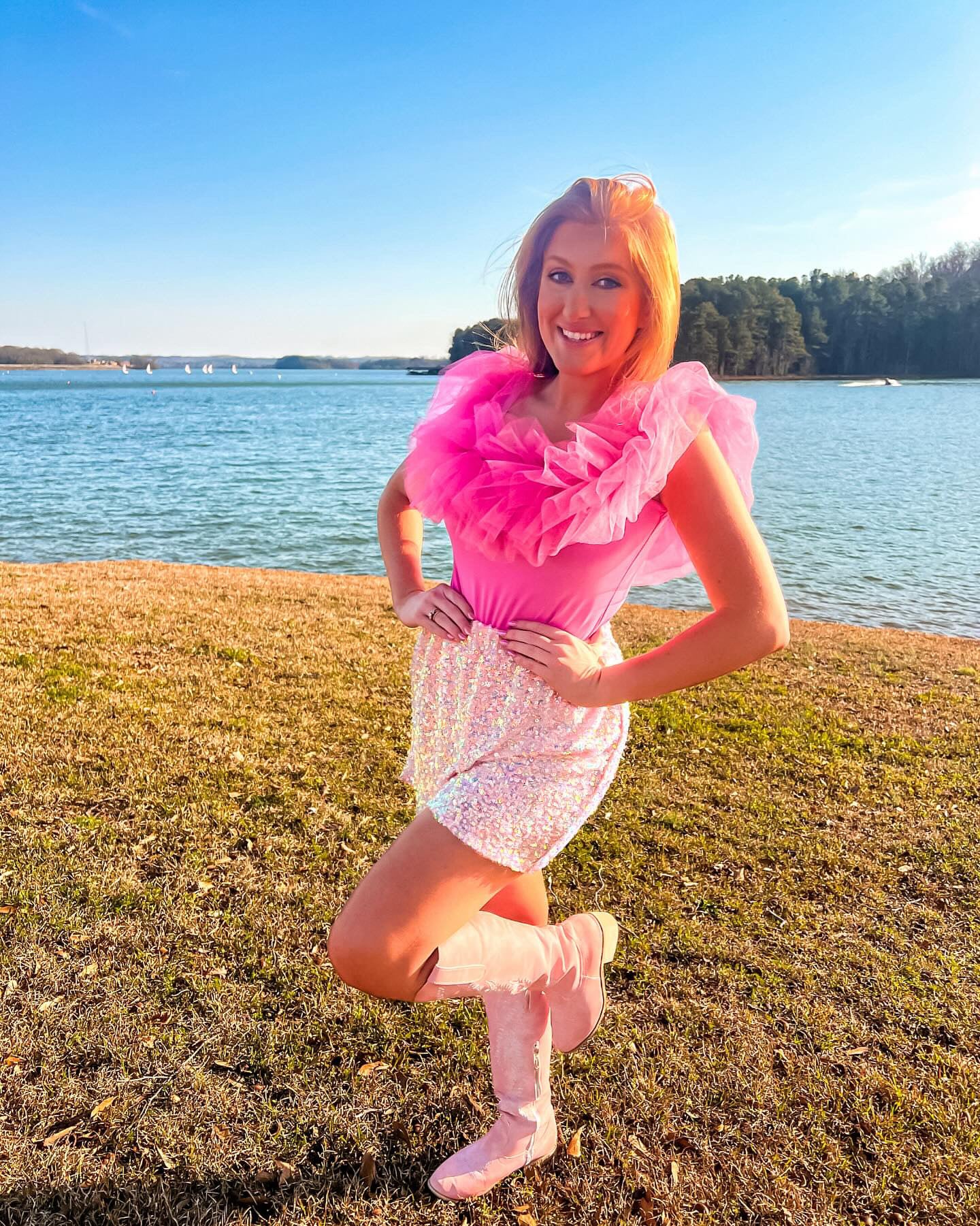 Let's Go Party Pink Tulle Bodysuit