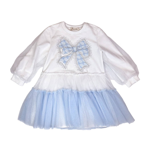 Girls Bowtie Mesh Layer Dress