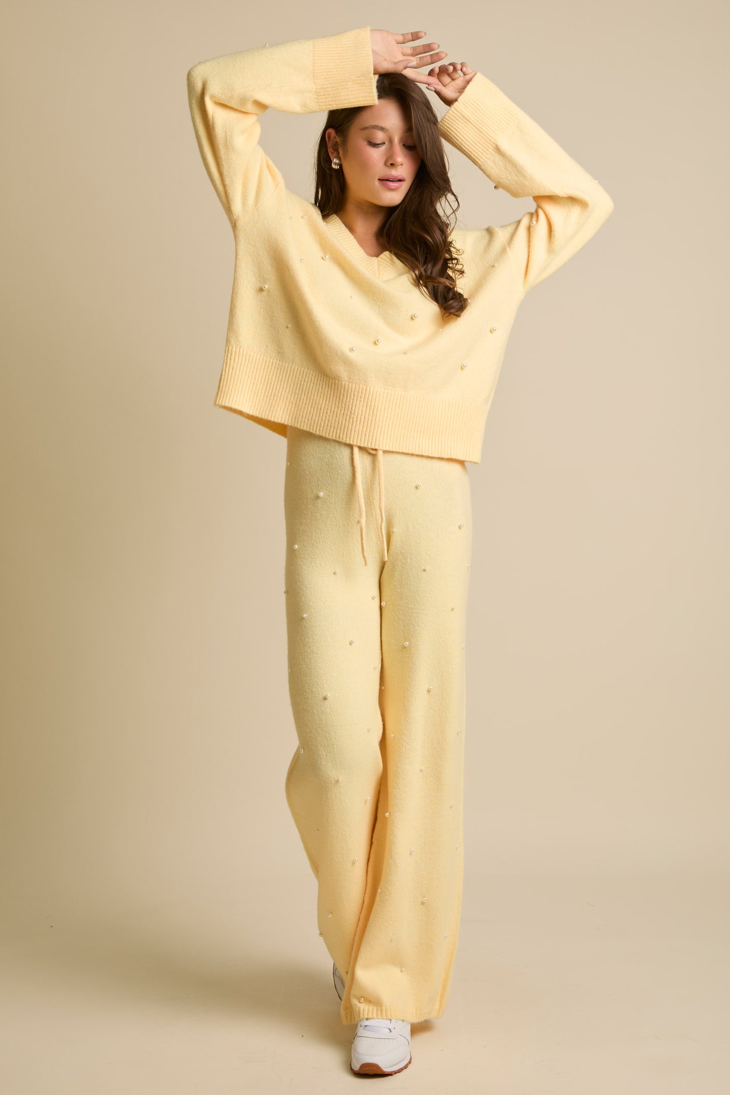 Collete Pearl Sweater Set- Yellow