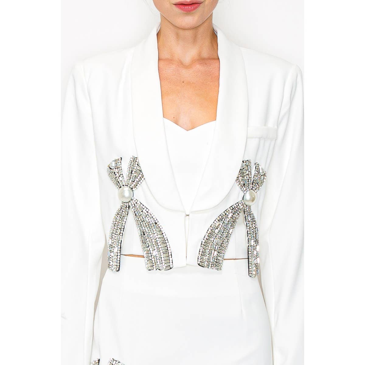 Giselle Deco Bow Blazer- White