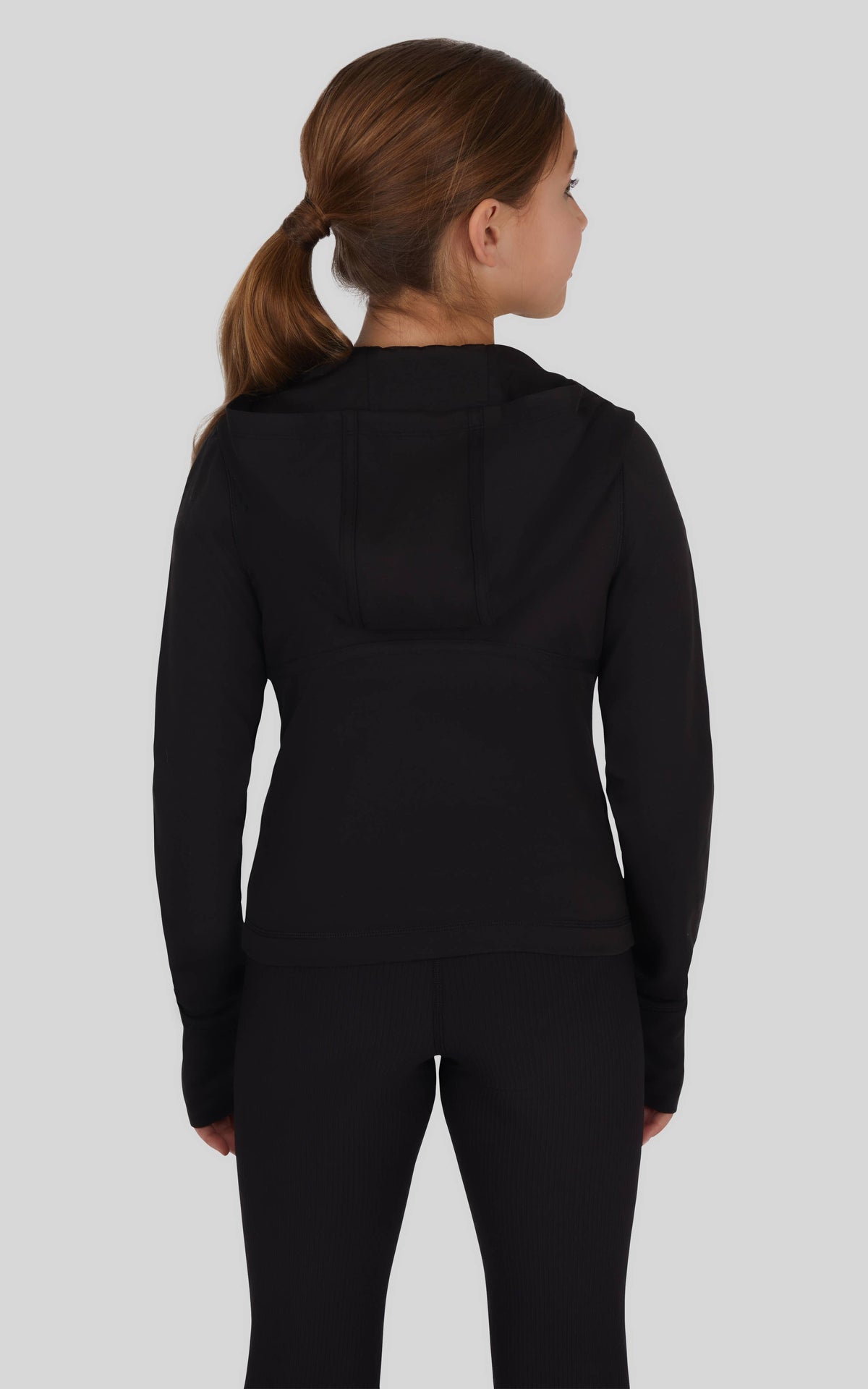 Girls Everyday Full Zip Active Jacket with Hood- Black
