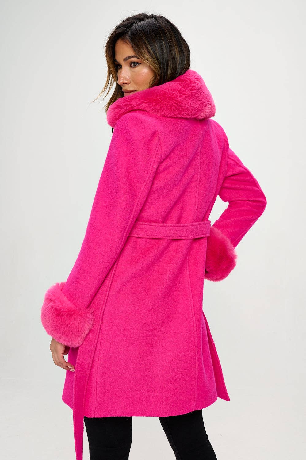 Enchantment Faux Fur-Trimmed Hot-Pink