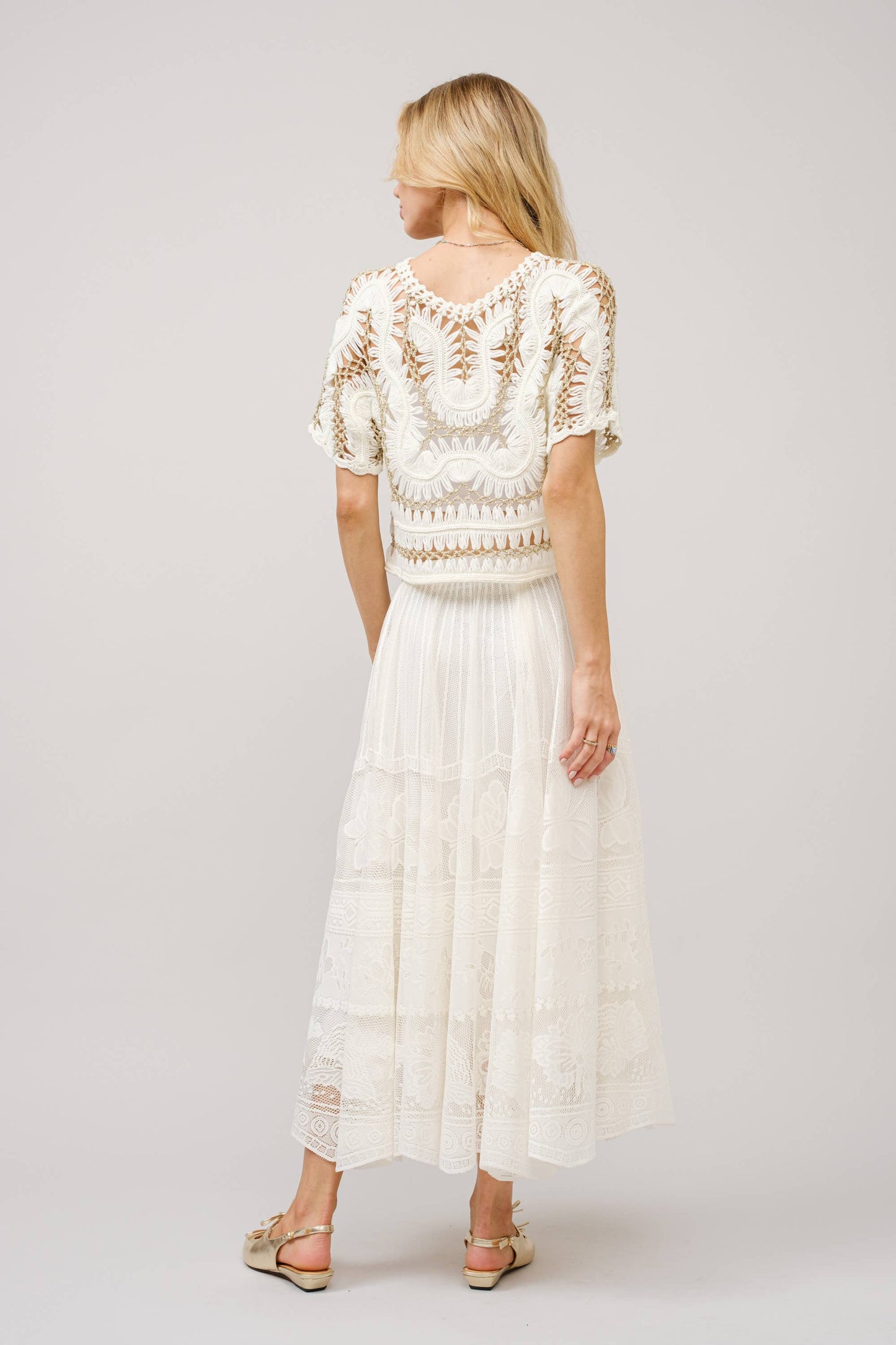 Bria Metallic Thread Knitted Crop Top: