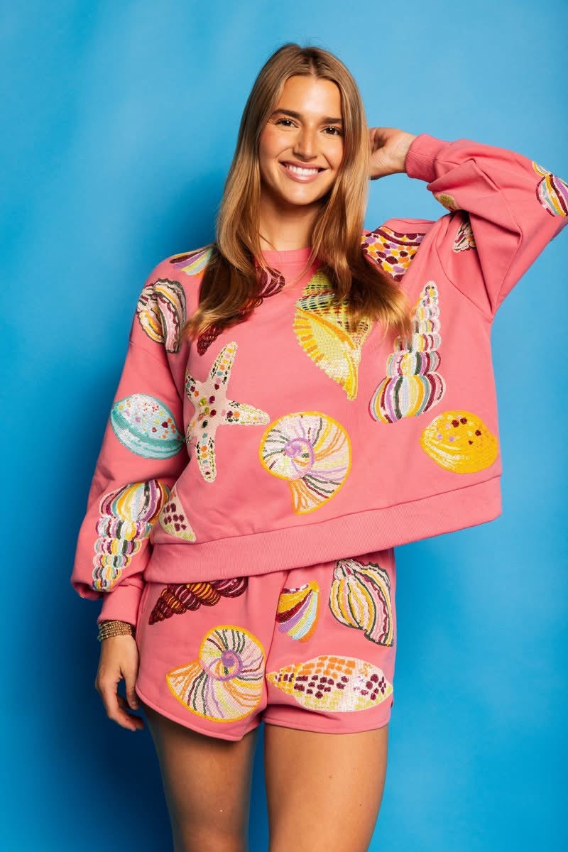 QOS Pink Multi Shell Sweatshirt