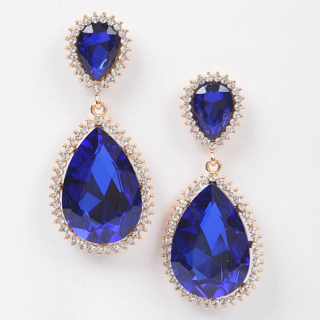 Rhinestone Dangle Earring: Cobalt
