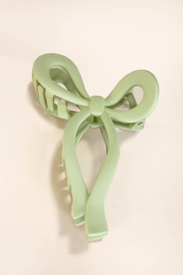 Matte Bow Hair Claw- Green Tea