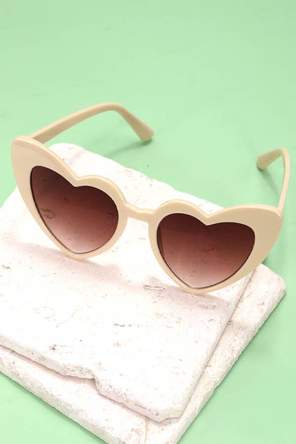 Heart Sunglasses- Cream