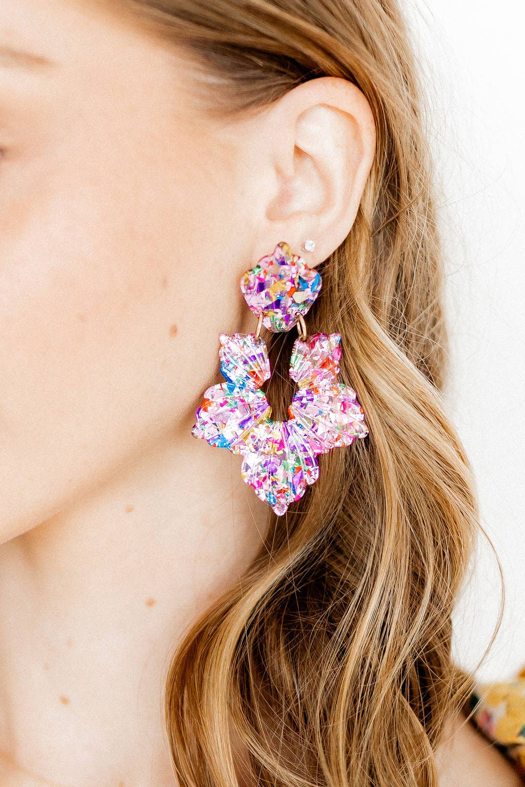 Michelle Earrings- Pink Birthday Confetti