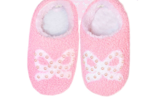 Girls Pearl Bow Slippers