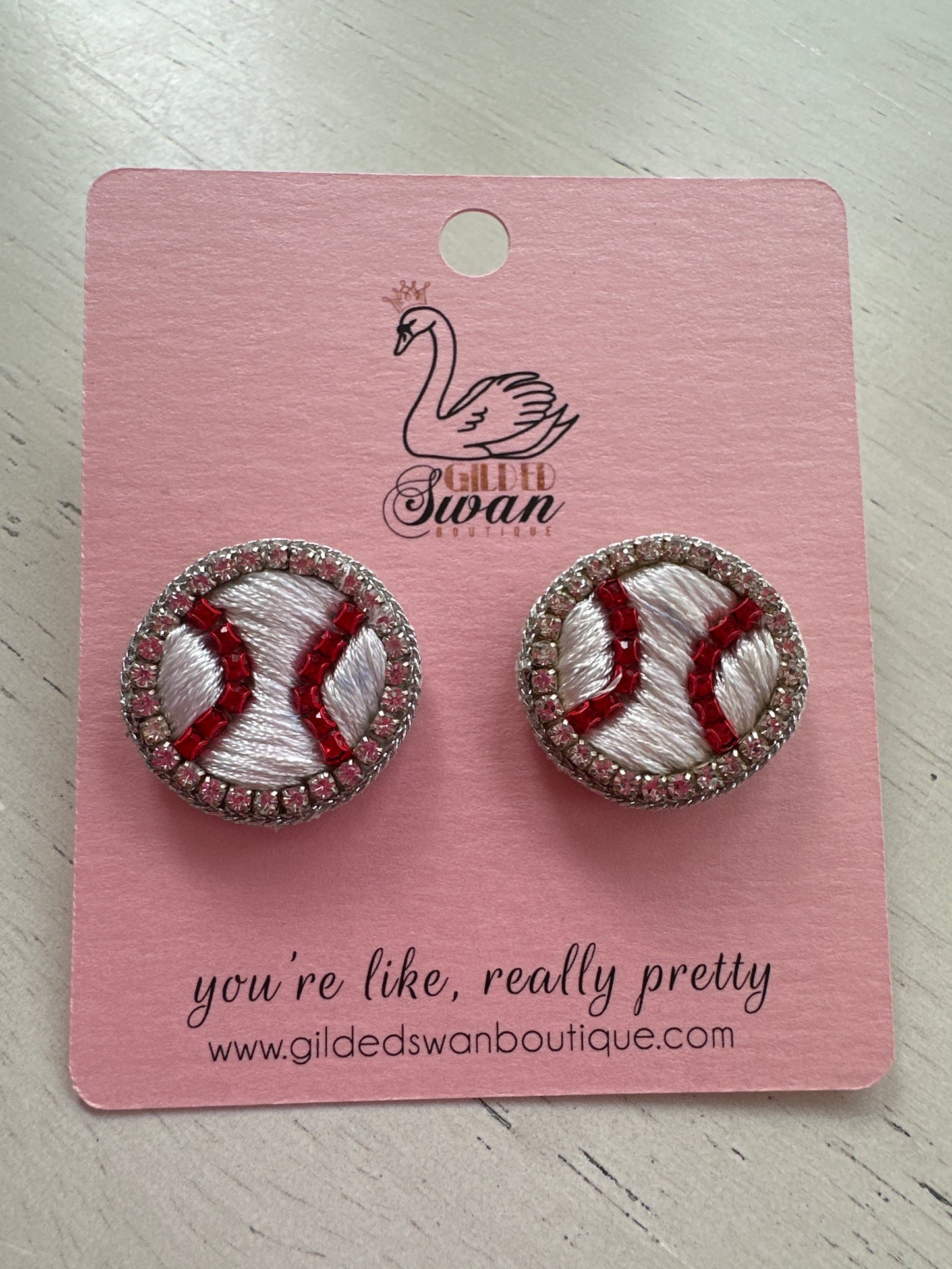 Fancy Baseball Stud Earrings