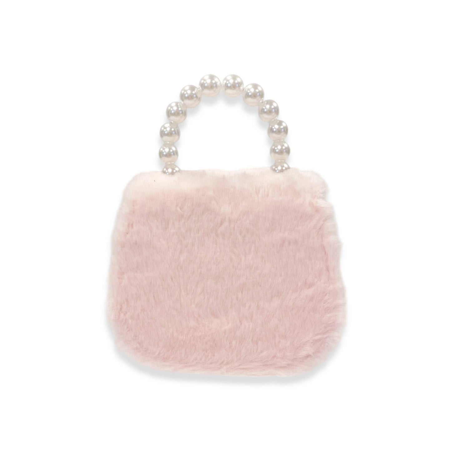 Girls Mesh Bow Furry Purse- Pink
