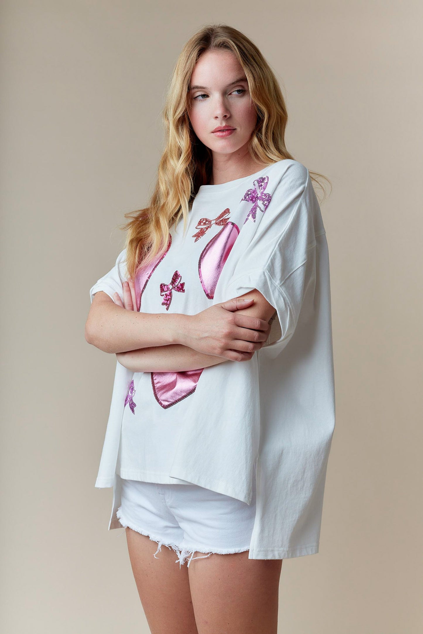 Metallic Heart Sequin Tee