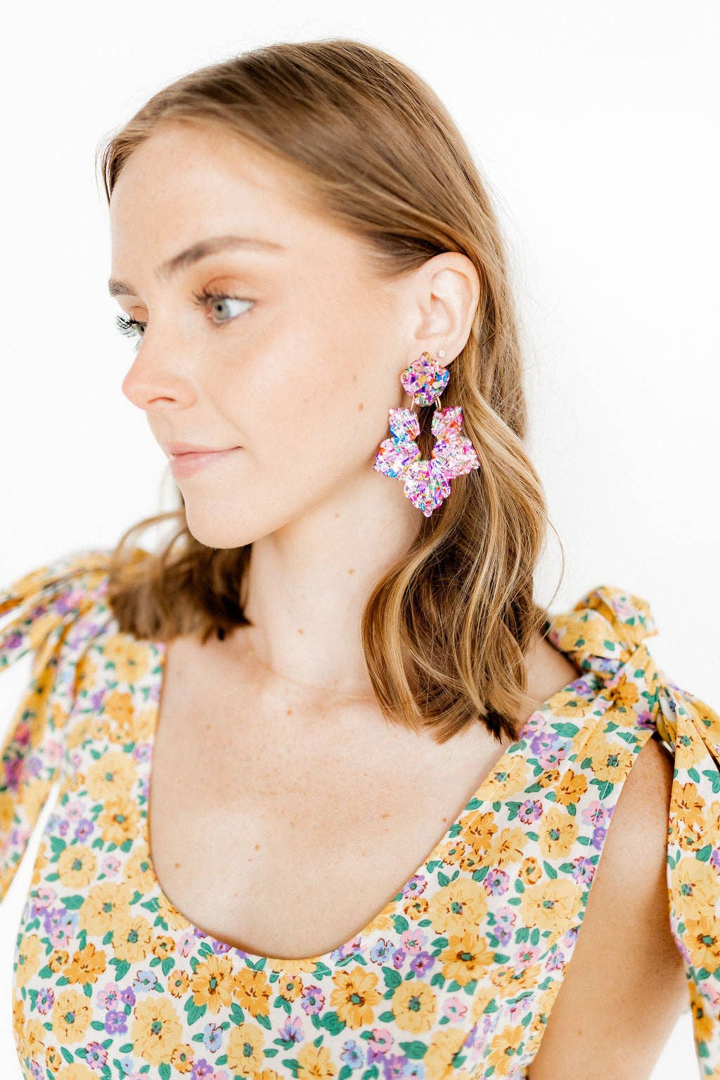 Michelle Earrings- Pink Birthday Confetti