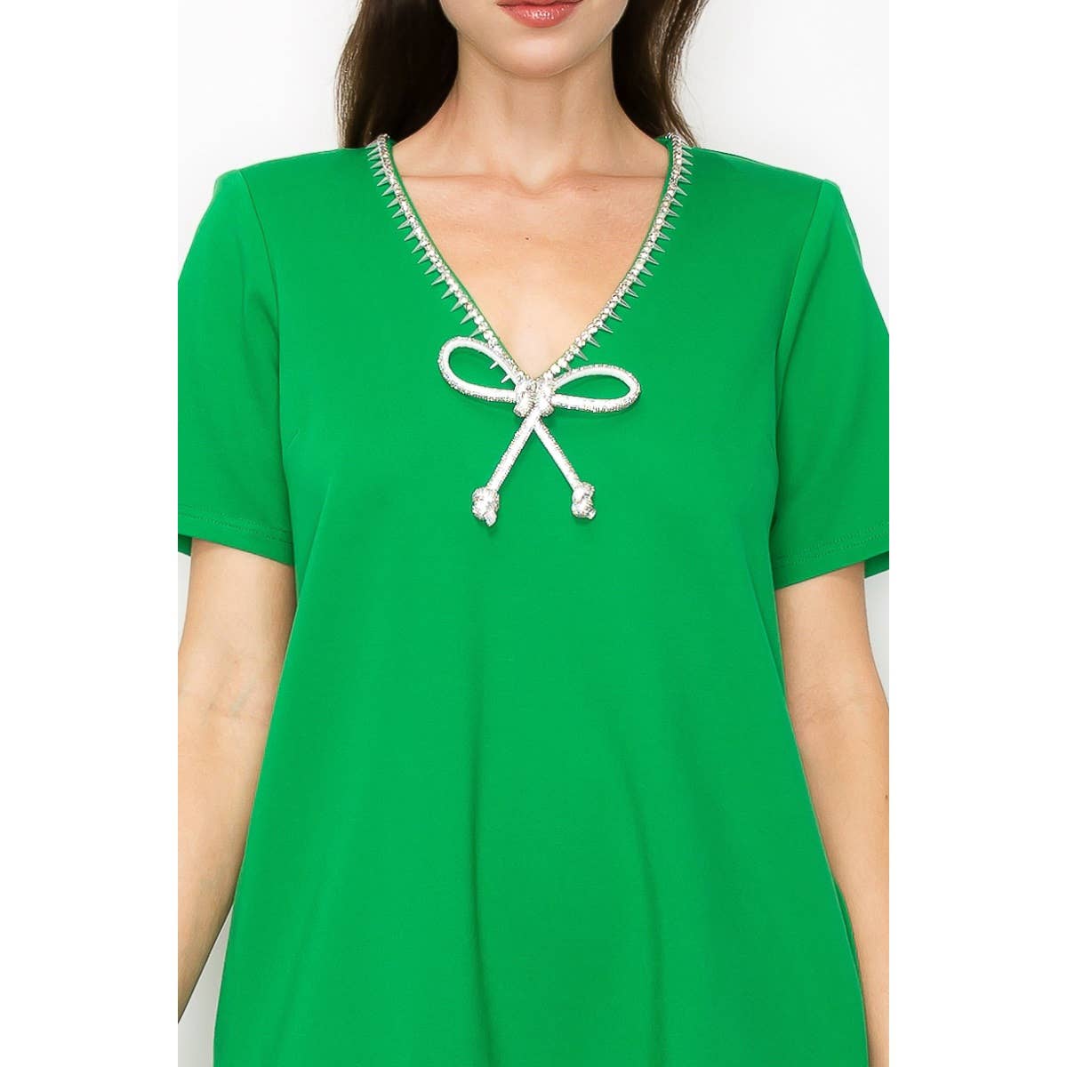 Olivia Bow Dress- Apple Green