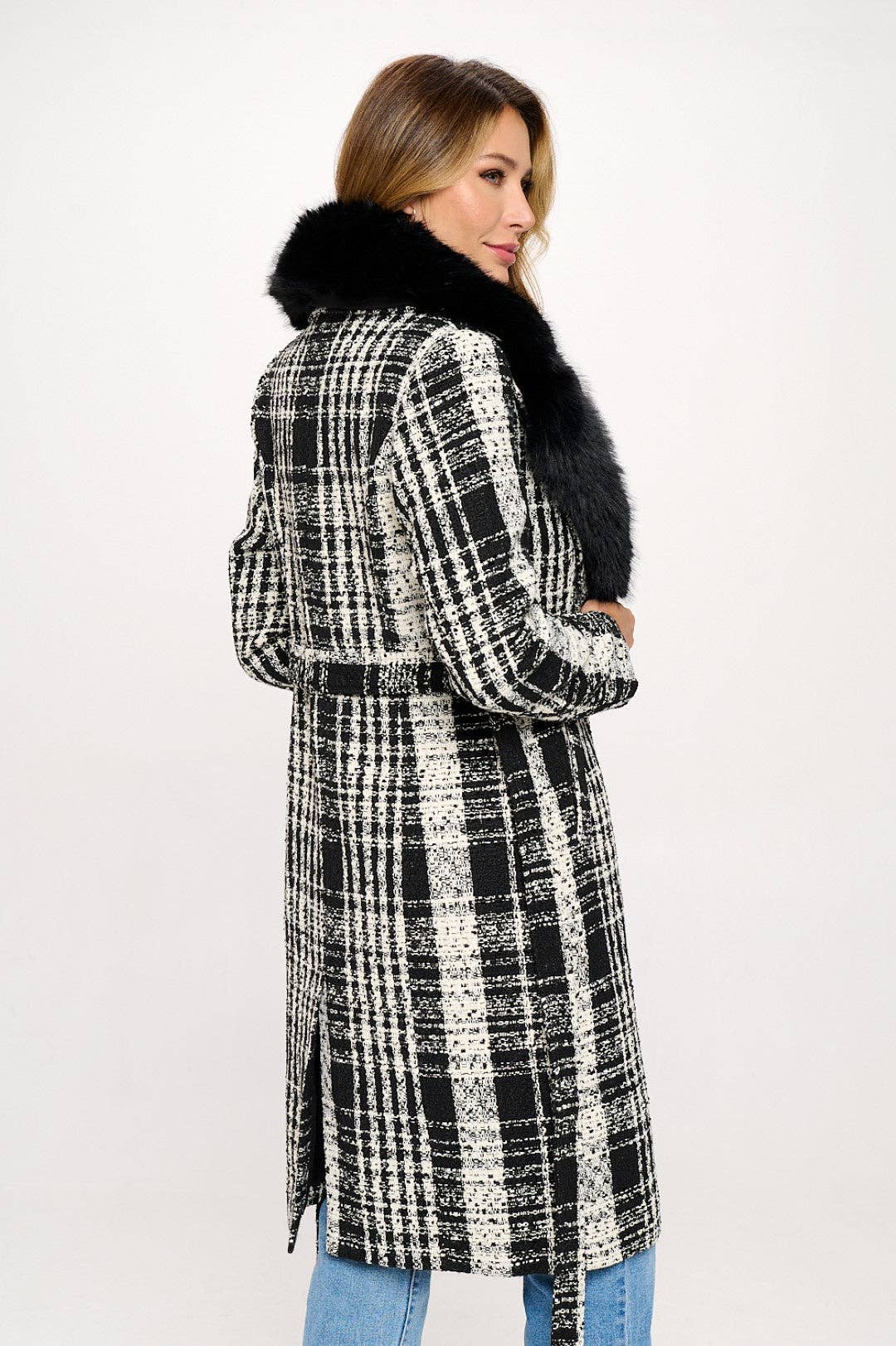 Cosmopolitan Charisma Faux Plaid Coat