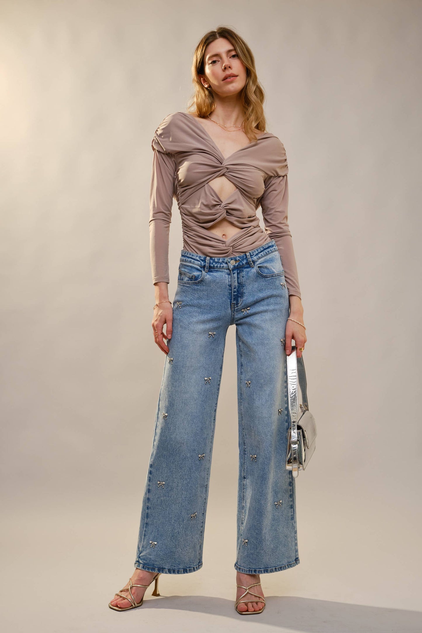 Bow Embellished Jeans