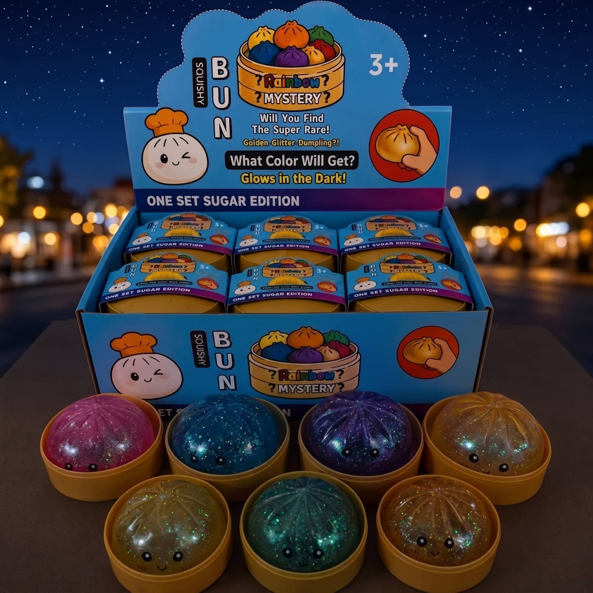 Glow-in-the-Dark Dumpling Bun Squishy Fidget Toy