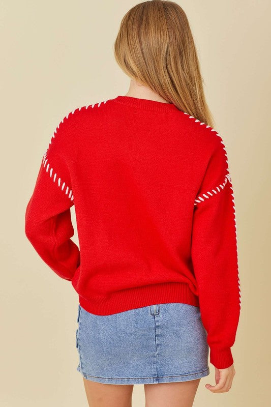 Stitched Ribbon Sweater