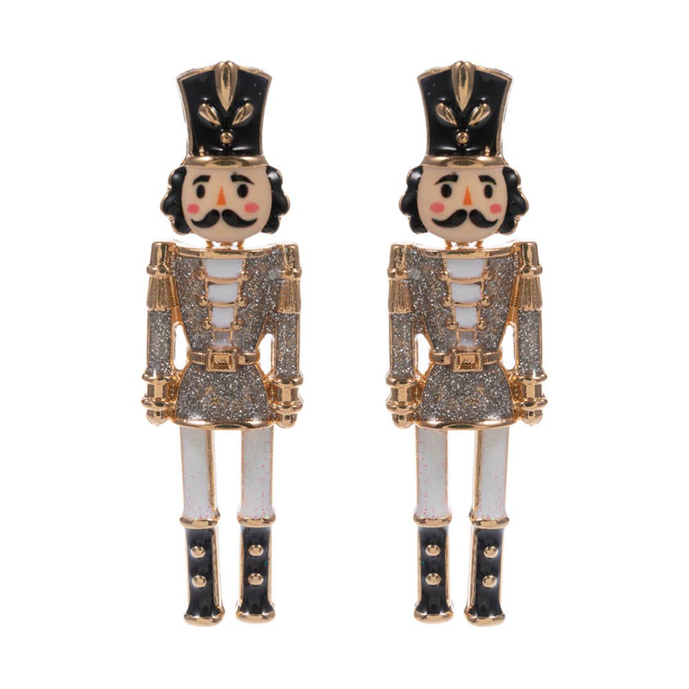 Glittered Nutcracker Soldier Earrings