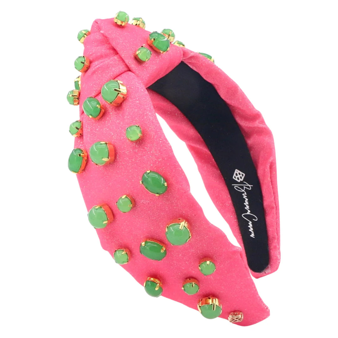 BC- Pink Shimmer Headband with Jade Stones