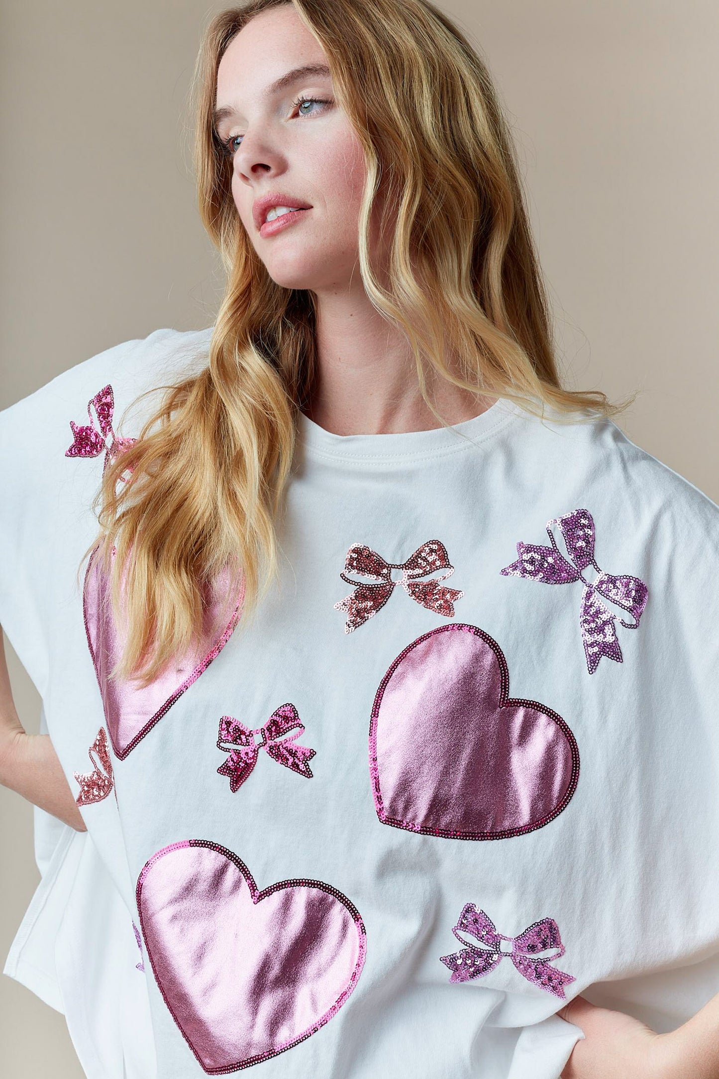 Metallic Heart Sequin Tee