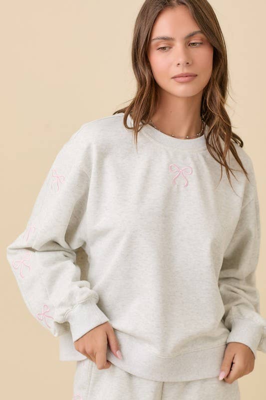 Embroidered Bow Lounge Set