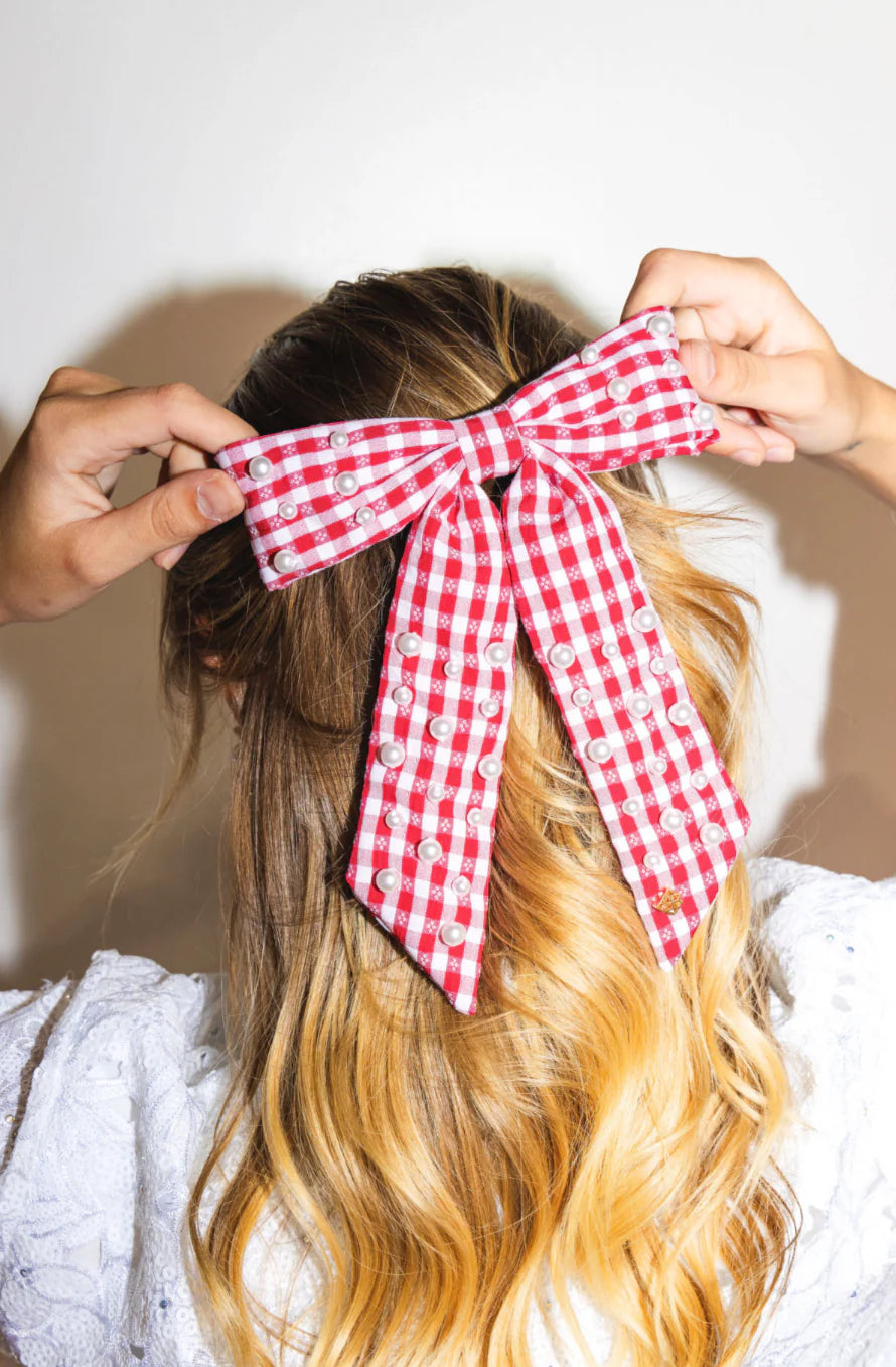 BC- Picnic and Pearls Bow Barette