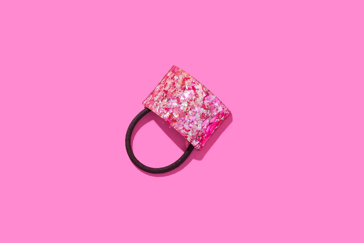 Hair Cuff Ponytail Holder - Pink + Silver Confetti