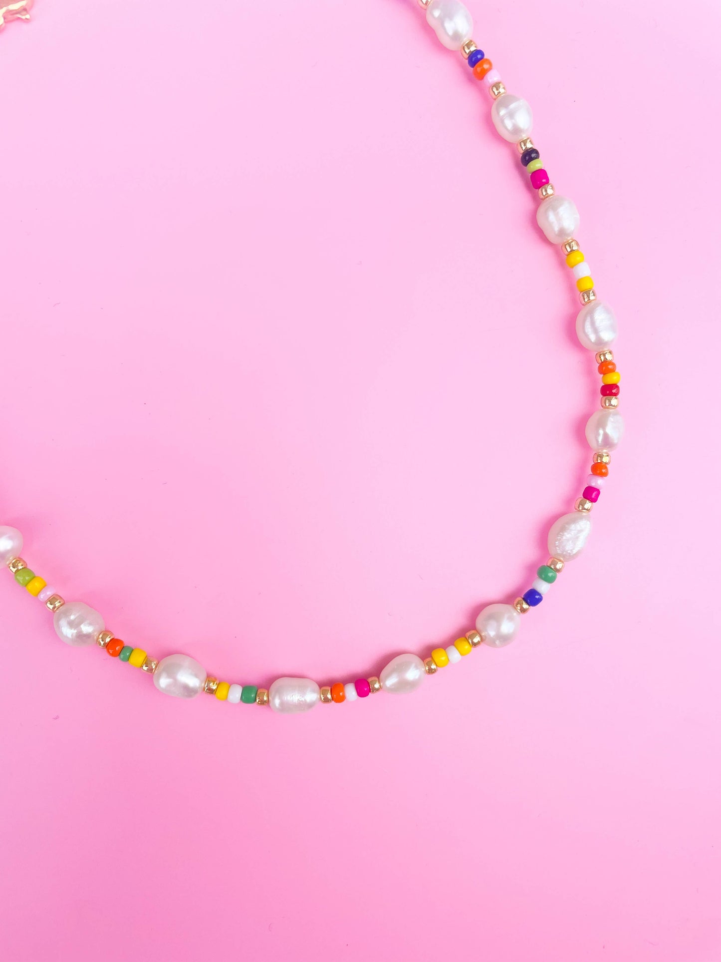 Multi-Pearl Rainbow Bead Necklace