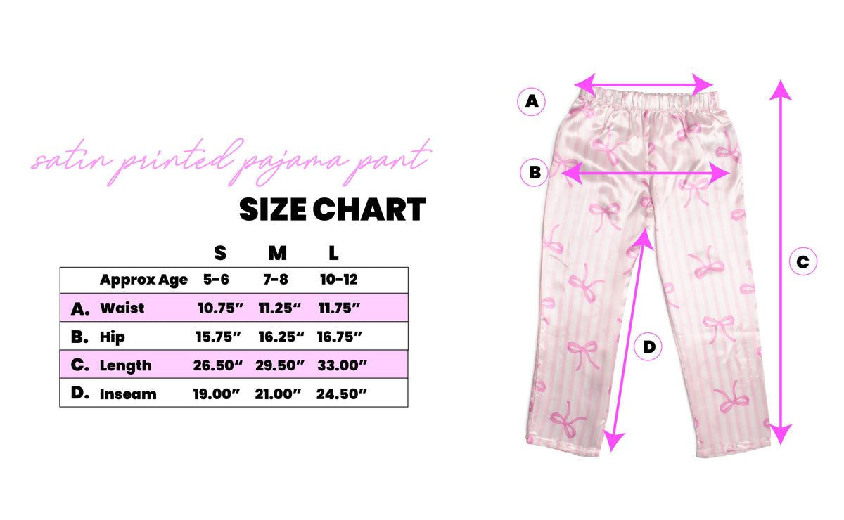 Girls- Rose Print Satin Pajama Set with Headband