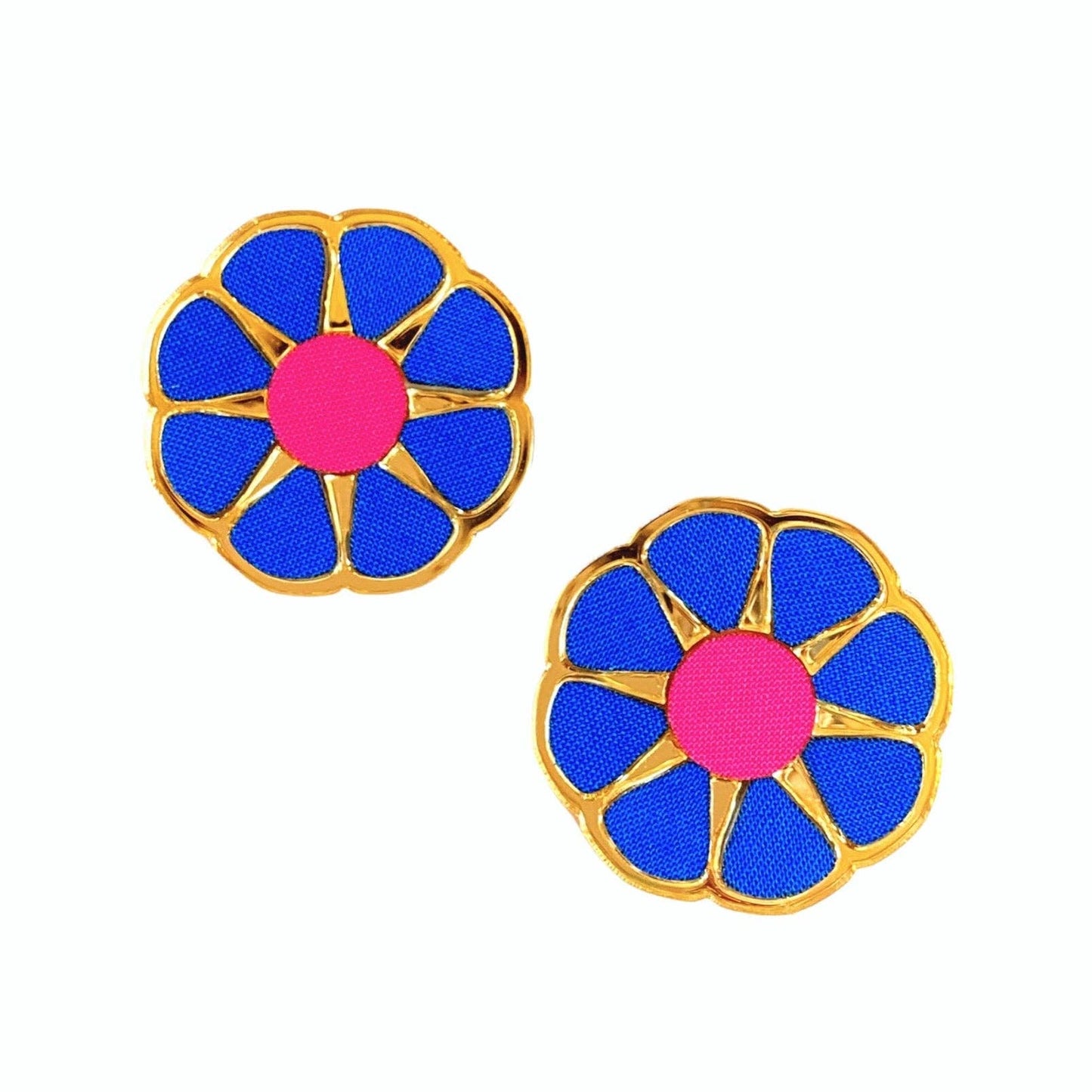 Dark Blue Flower Statement Studs