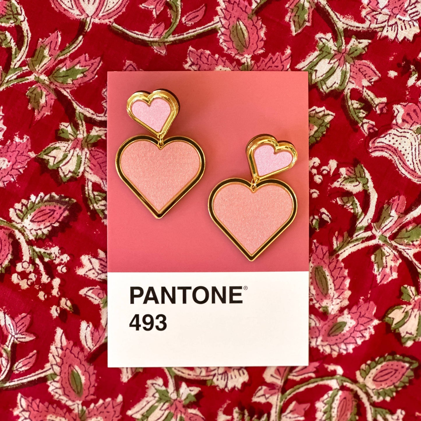Powder Pink Satin Heart Earrings