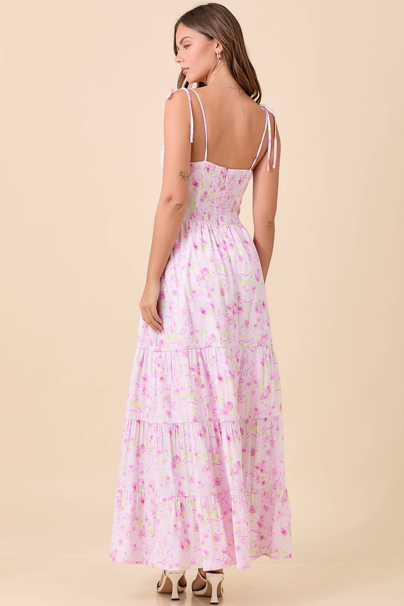 Lover Bow Floral Maxi- Pink