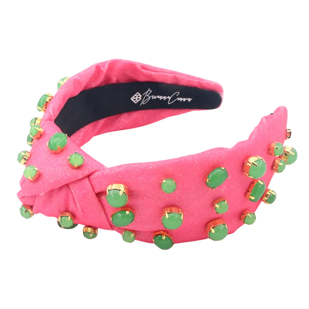 BC- Pink Shimmer Headband with Jade Stones