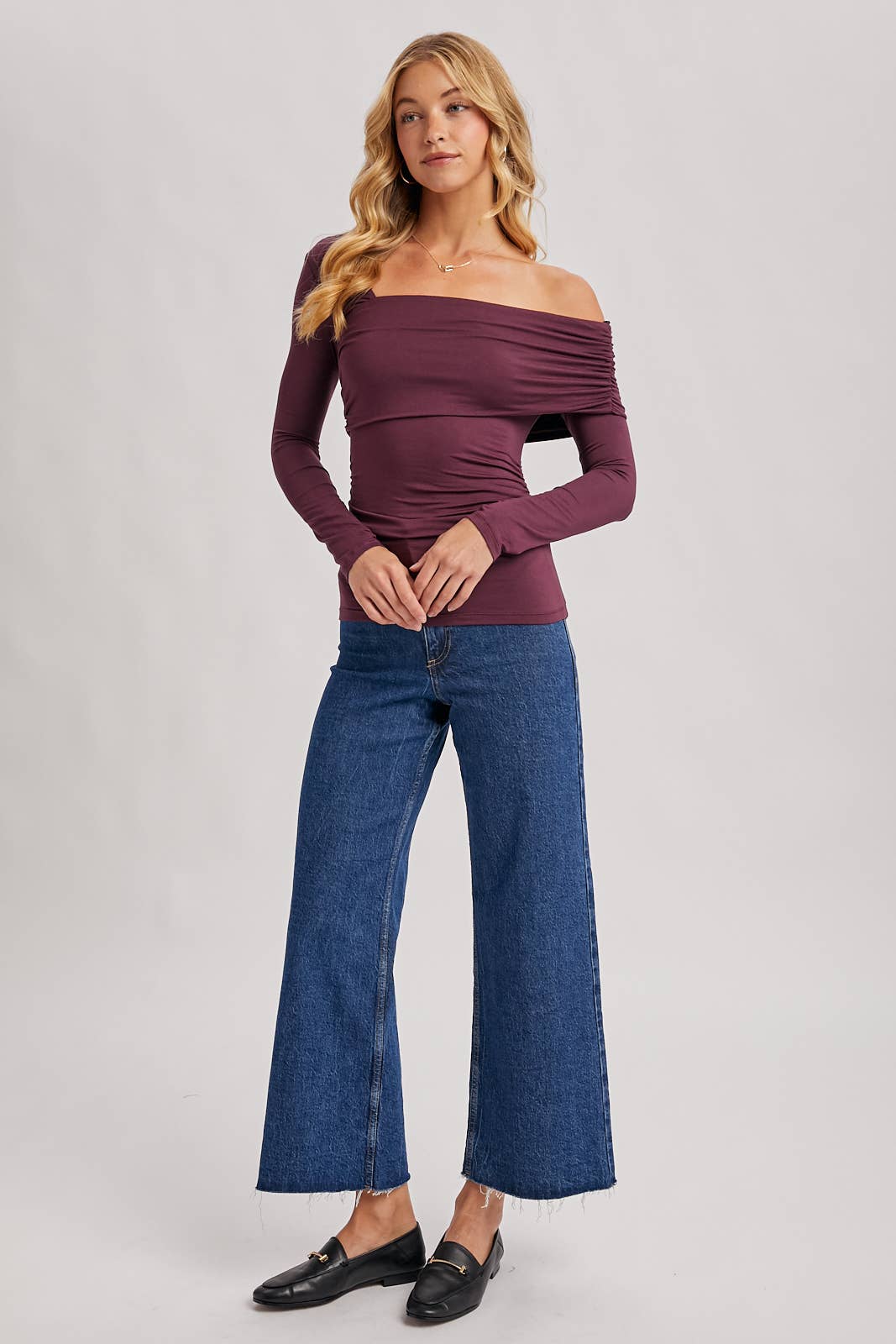 Asymmetric Knit Top- Eggplant