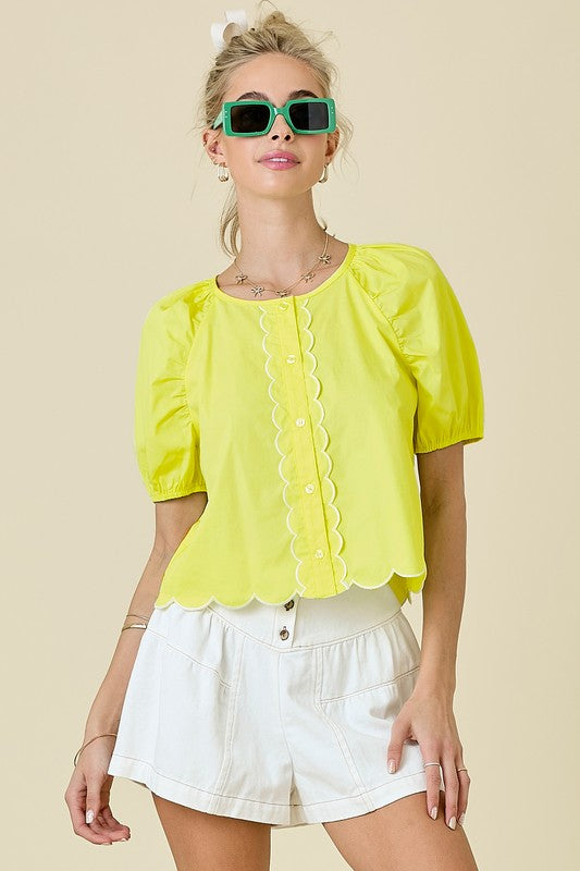 Lemon Poplin Top