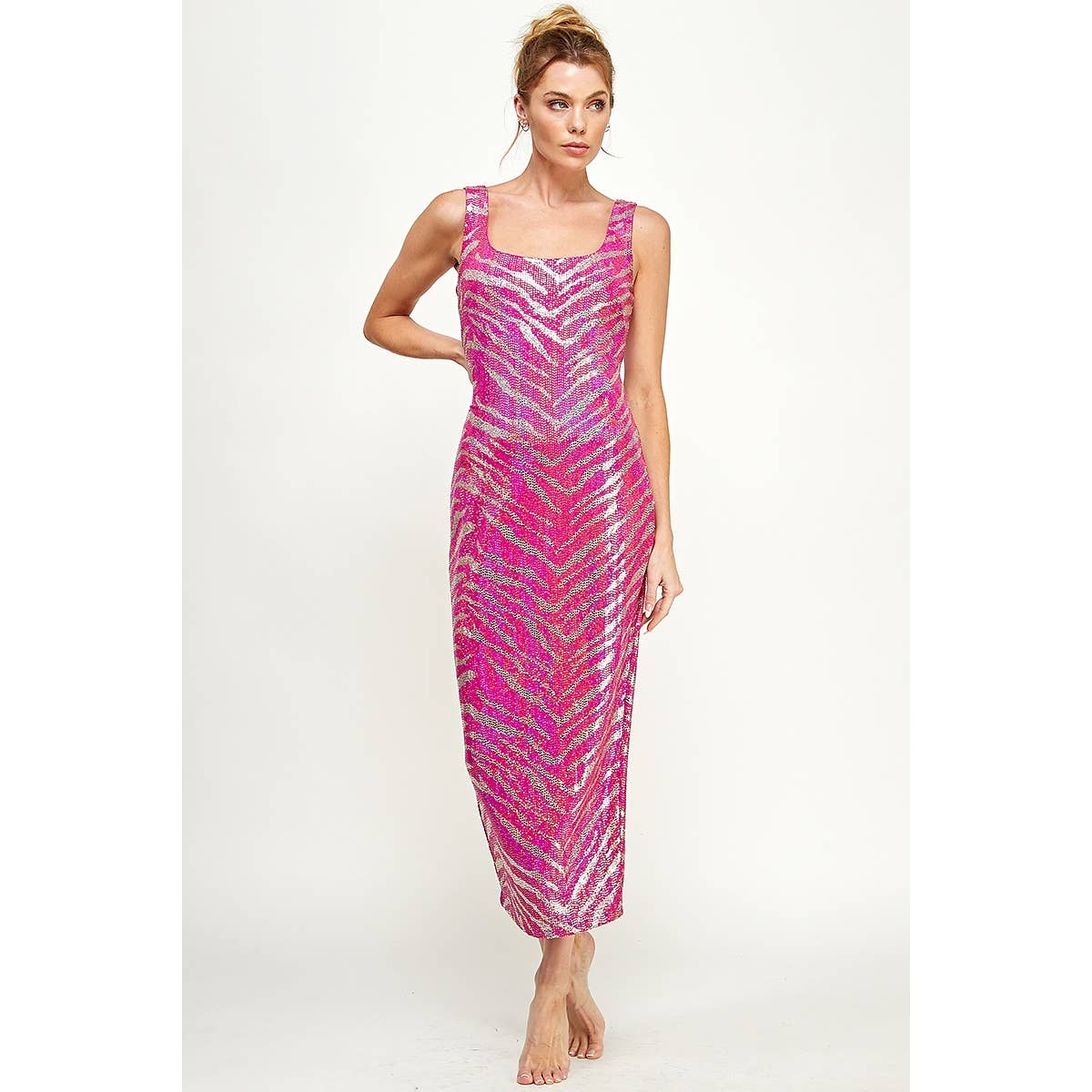 Carmela Zebra Print Metallic Dress
