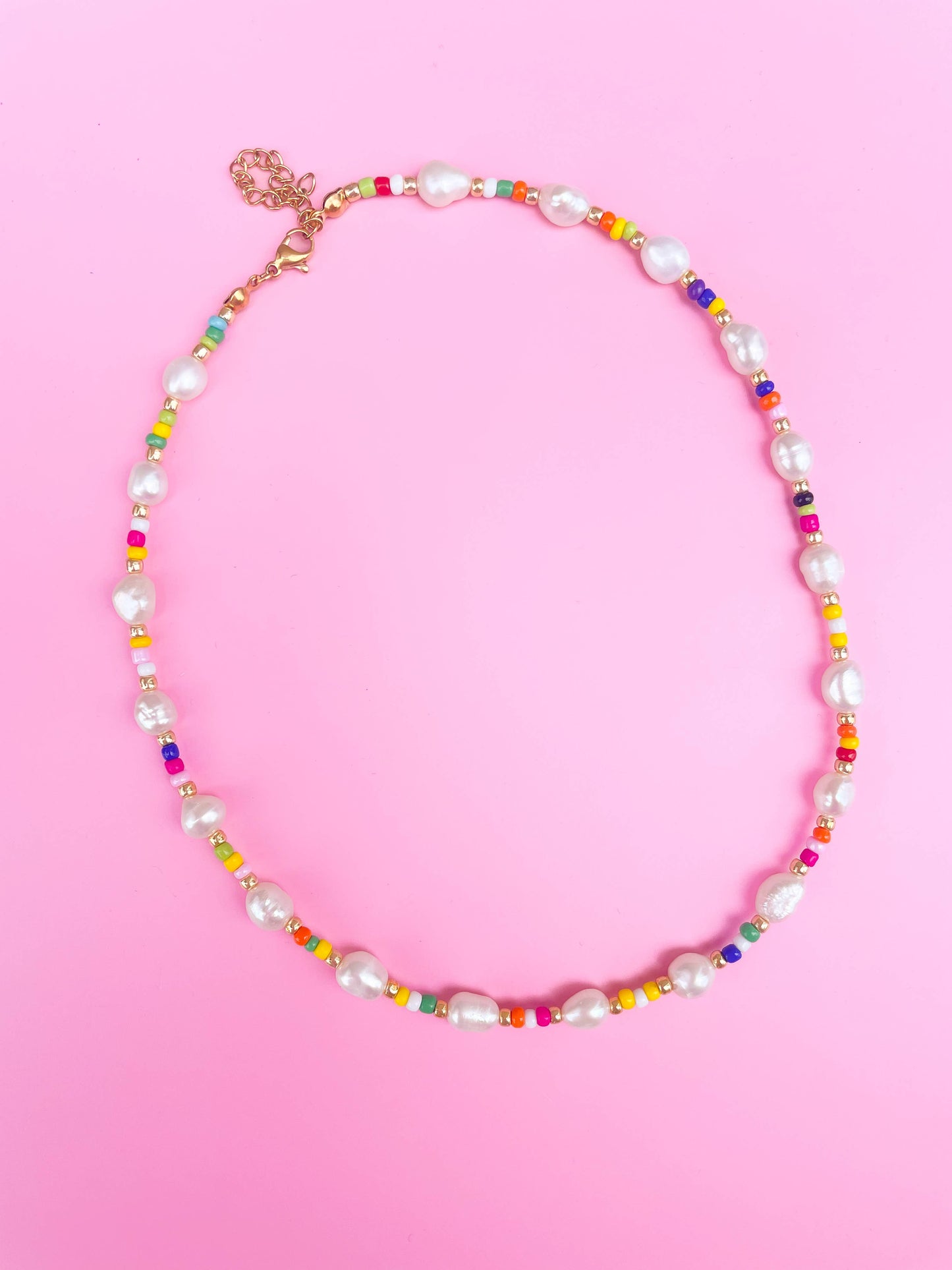 Multi-Pearl Rainbow Bead Necklace