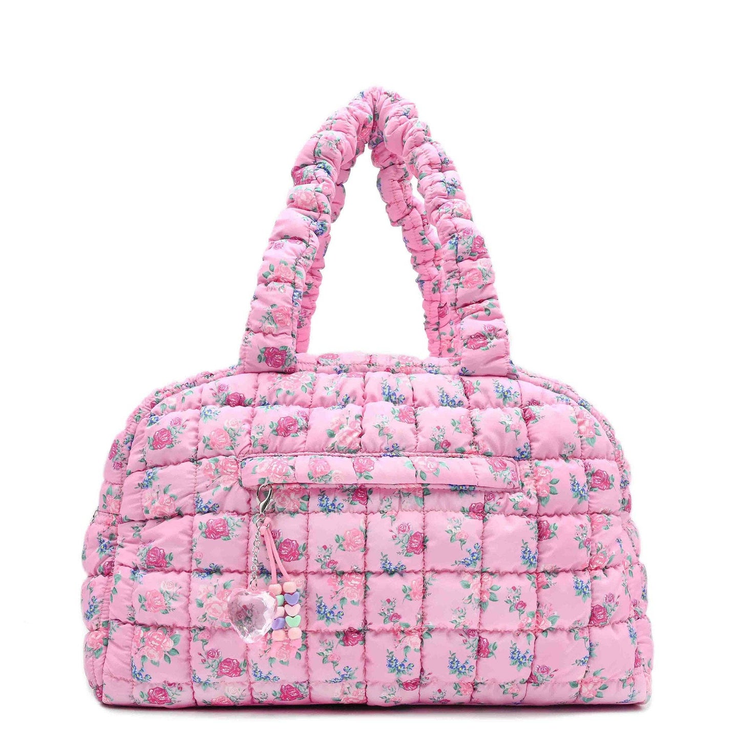Quilted Scrunchies Floral Medium Duffle Bag: Pink