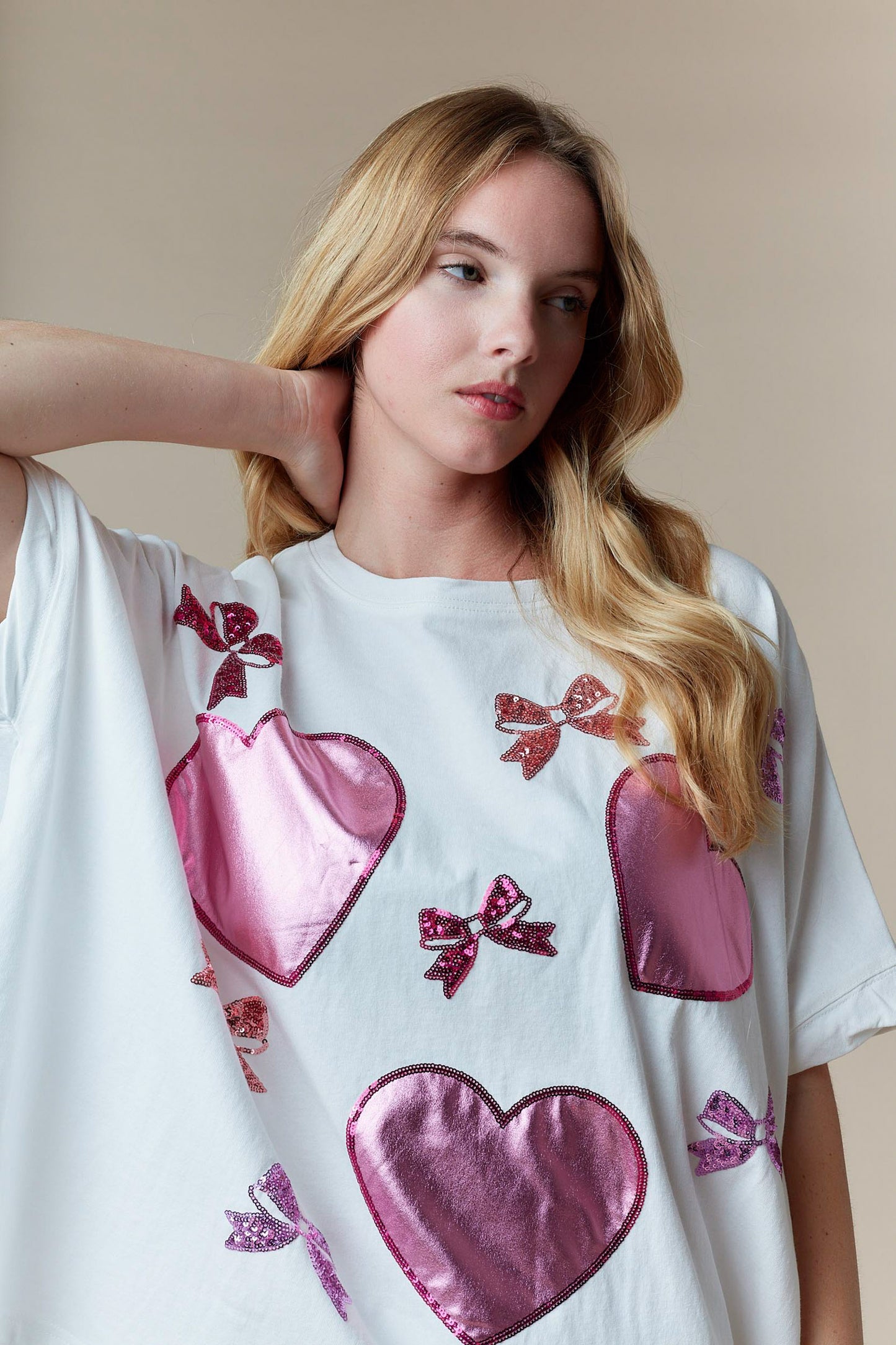 Metallic Heart Sequin Tee