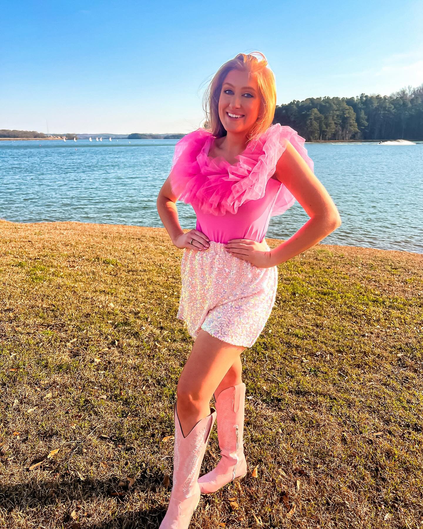 Let's Go Party Pink Tulle Bodysuit