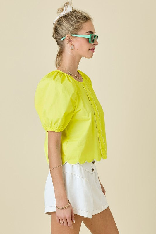 Lemon Poplin Top