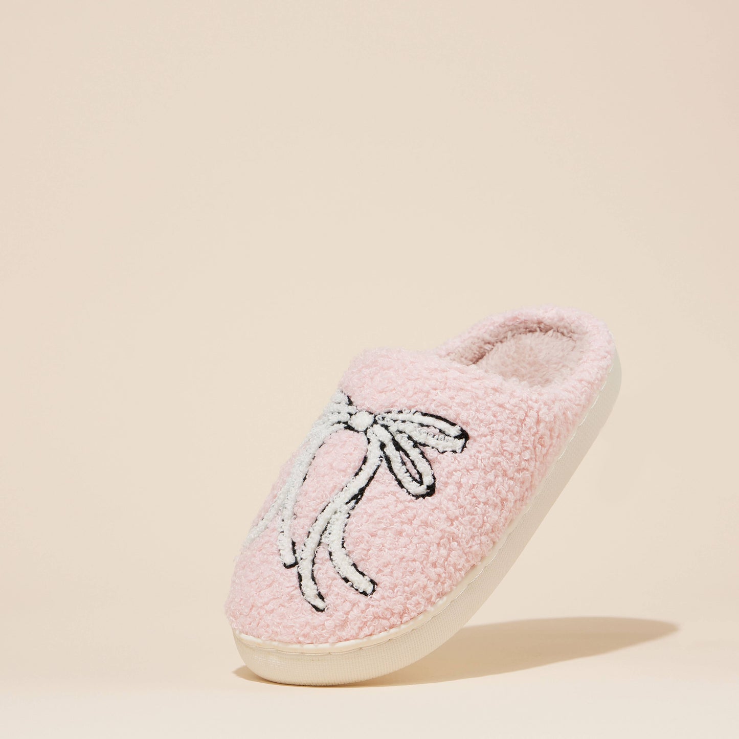 Bow Fuzzy Fleece Soft Slipper