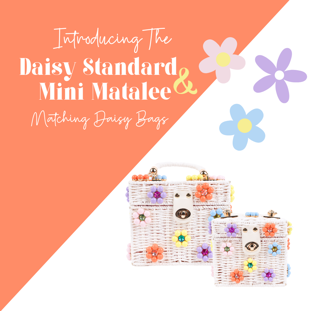Wicker Bucket Daisy Flower Purse: Cream + Pearl Daisy / Large