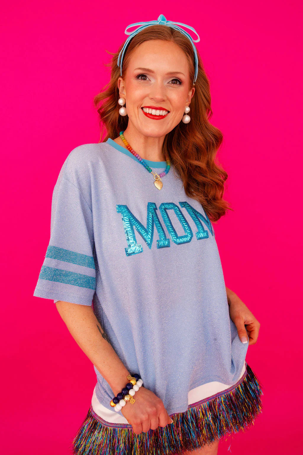 BC- Mom Blue Sparkle Tee
