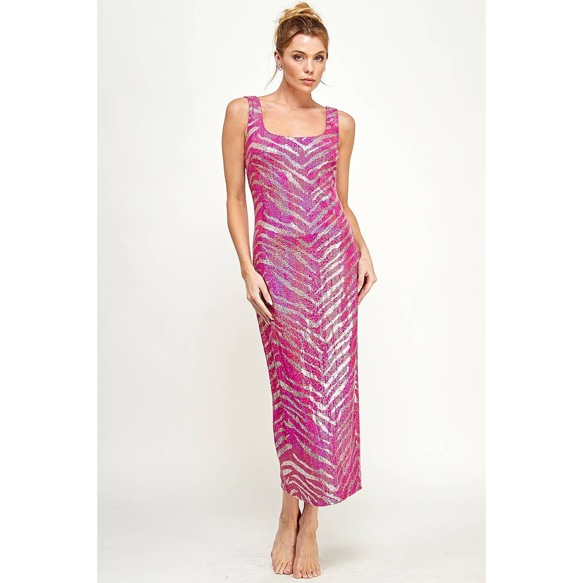 Carmela Zebra Print Metallic Dress